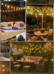 120FT ST38 Warm White Outdoor Patio Lights (60 Bulbs, IP45 Waterproof, Connectable, 2200k)