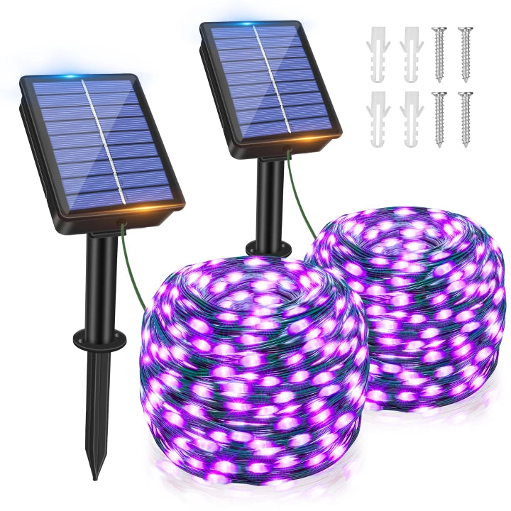 120 LED 40ft Purple Solar String Lights 2 Packs | Ollny