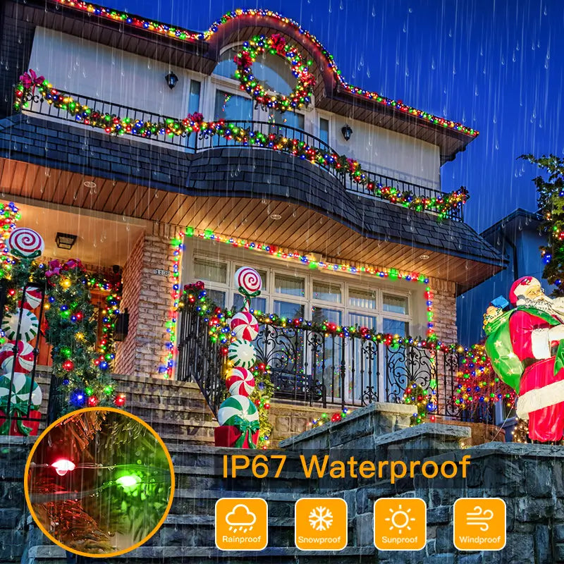 Waterproof Outdoor Christmas Lights 330ft Multicolor Green Wire Ollny