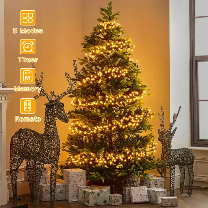 Christmas Cluster Lights | 49ft Warm White With Timer | Ollny Christmas Cluster Lights | 49ft Warm White With Timer | Ollny
