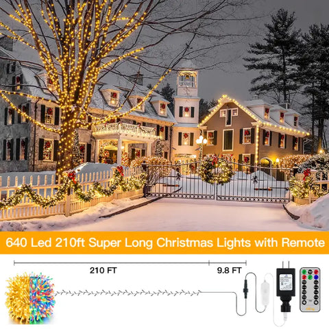 Length instructions for Ollny's 640 leds clear cable warm white/multi-color string lights