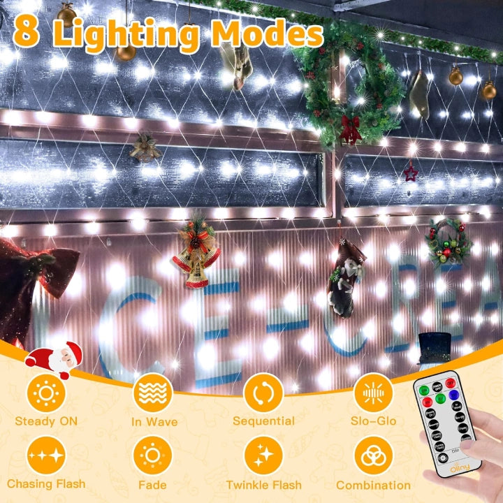 Christmas Net Lights Cool White Connectable Waterproof Ollny