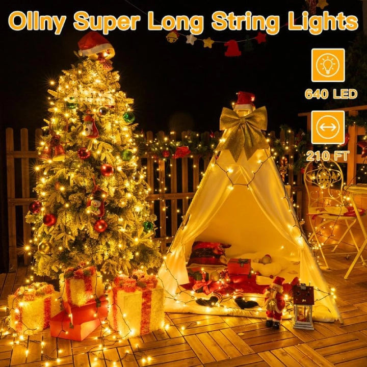 Christmas Tree Lights Warm White/Multicolor 210ft Green Wire | Ollny