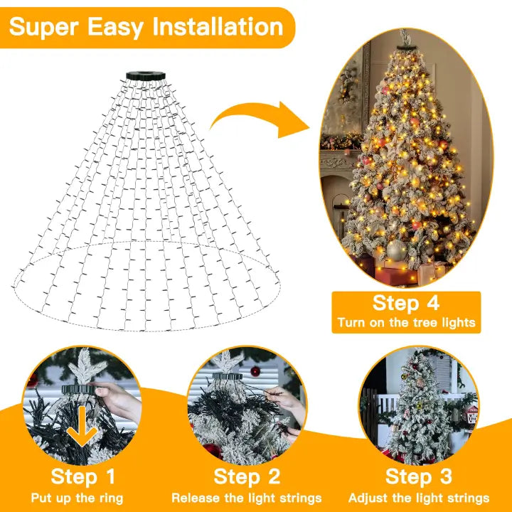 Ollny 400 LED 8.2ft*16 Strings Warm White Christmas Tree Lights (Plug