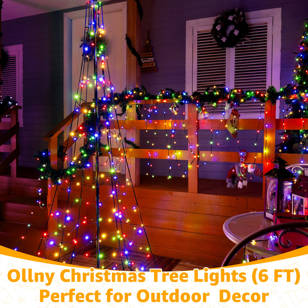 Ollny 234 LED 6ft-High Multicolor Christmas Tree Lights (8 Modes, IP67