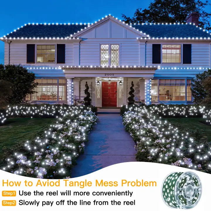 Waterproof Christmas Lights With Timer 300ft Cool White Ollny