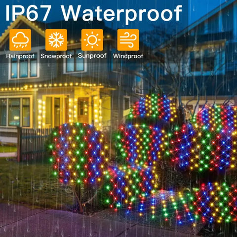 Ollny's 200 leds multicolor Christmas net lights are IP67 waterproof