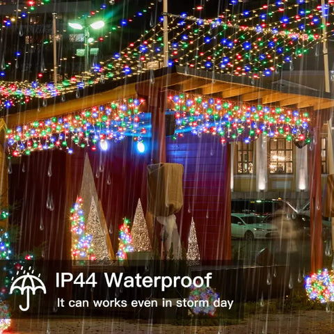 Ollny's 396 leds 32ft multicolor icicle lights are IP44 waterproof