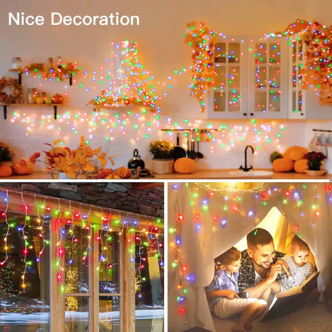 Ollny's 396 leds 32ft multicolor icicle lights for indoor and outdoor