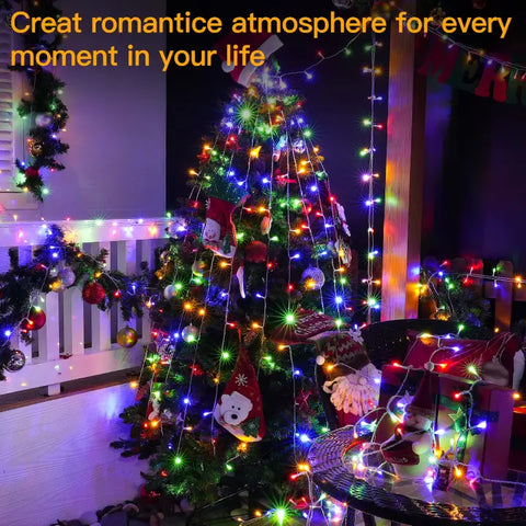 400 LED 132ft Multicolor Christmas Lights (Clear Cable, Plug in, 8 Modes)
