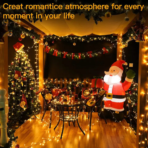 400 LED 132ft Warm White Christmas Lights (Clear Cable, Plug in, 8 Modes, IP44 Waterproof)