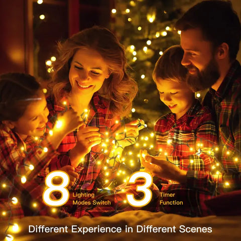 Ollny's 500 leds warm white Christmas lights with 8 lighting modes and 3 timer functions