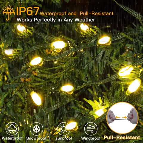 Ollny's 600 leds green wire warm white Christmas lights are IP67 waterproof