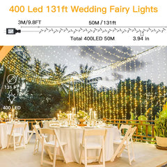 Length instructions for Ollny's 400 led 132ft warm white wedding fairy lights