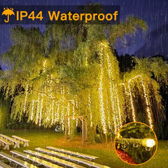 Ollny's 400 leds warm white wedding cluster lights are IP44 waterproof