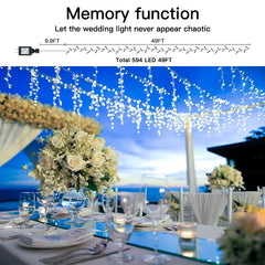 Ollny's 594 leds cool white wedding icicle lights with memory function