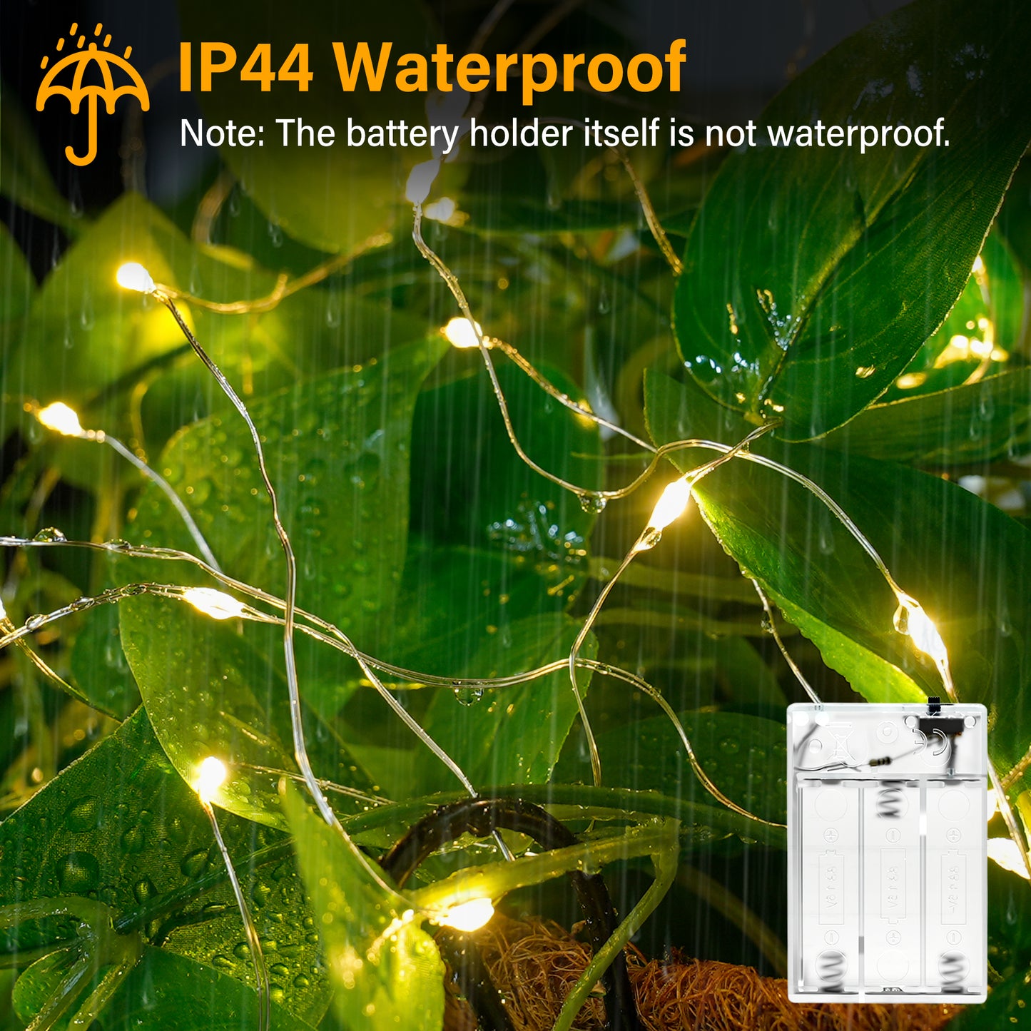 
                  
                    Ollny 2pc Battery Operated 50/100 LEDs Fairy String Lights, Warm White Silver Wire Lights for Bedroom Wedding Party Indoor Outdoor Decor
                  
                