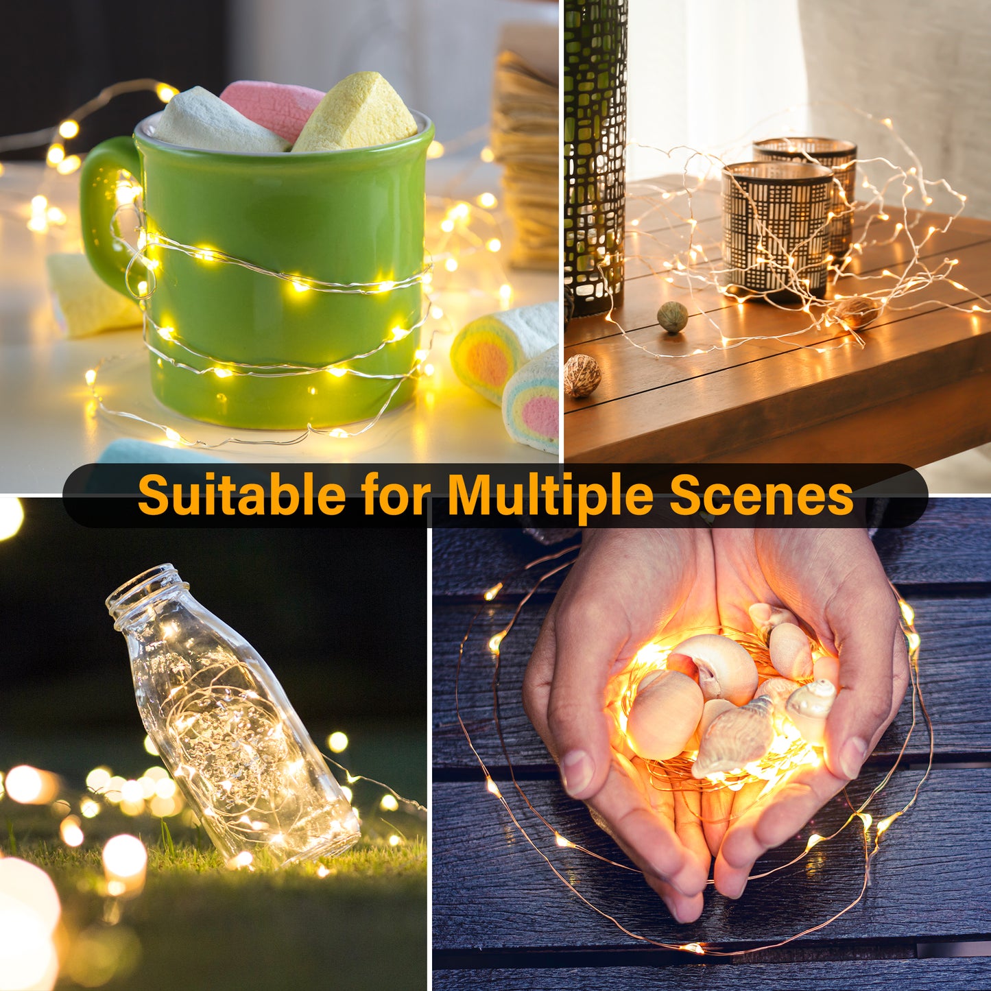 
                  
                    Ollny 2pc Battery Operated 50/100 LEDs Fairy String Lights, Warm White Silver Wire Lights for Bedroom Wedding Party Indoor Outdoor Decor
                  
                