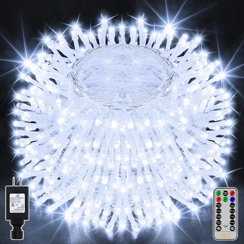 800 LED 262ft Cool White String Lights (Clear Cable, Plug in, 8 Modes, IP44 Waterproof)