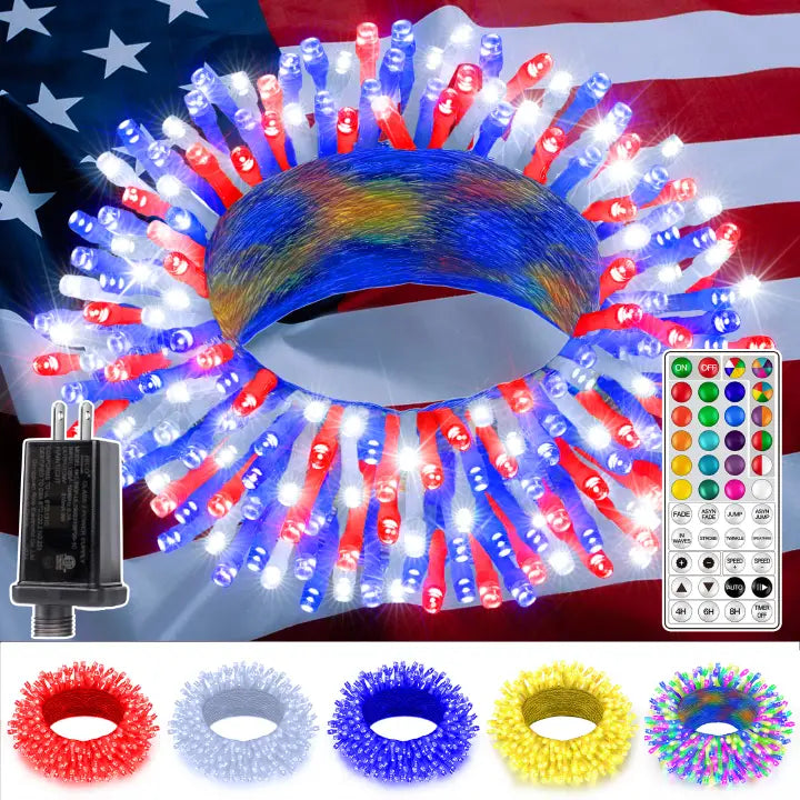 Ollny 100 LED 33ft Christmas RGB String Lights (Clear Cable, Connectable, 130 Modes)