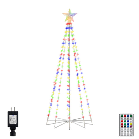 Ollny 140 Led 5ft-High RGB Christmas Tree Lights For Light Show (12 Colors, 22 Modes, IP65 Waterproof, Clear Wire, Plug In)