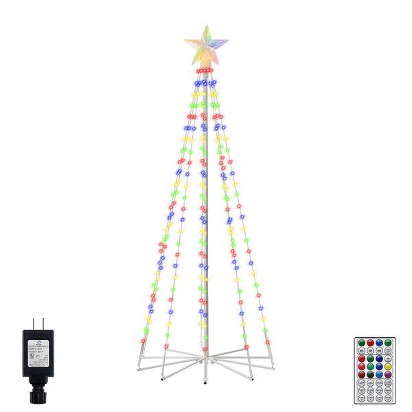 Ollny 140 Led 5ft-High RGB Christmas Tree Lights For Light Show (12 Colors, 22 Modes, IP65 Waterproof, Clear Wire, Plug In)