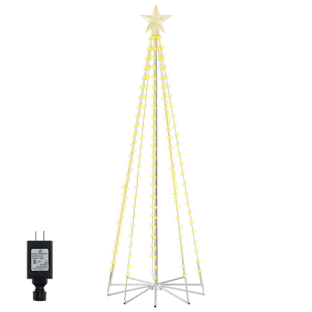 Ollny 170 LED 6ft-High Warm White Christmas Tree Lights For Light Show (8 Modes, IP65 Waterproof, Clear Wire, Plug In)