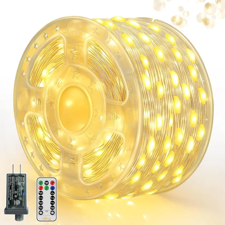 Ollny 1000led clear cable warm white Christmas lights