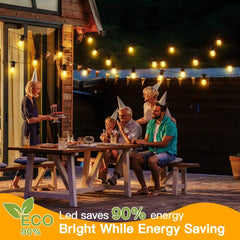 Ollny's 100ft S14 outdoor string lights are energy efficient