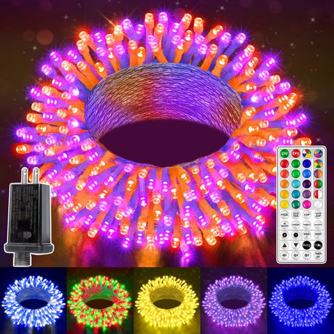 Ollny 100 LED 33ft Christmas RGB String Lights (Clear Cable, Connectable, 130 Modes)