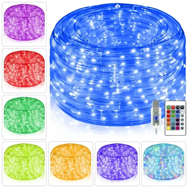 Ollny's 100 leds 33ft color changing rope lights clear cable
