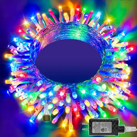 120 LED 40ft Multicolor Connectable String Lights (Clear Cable, Plug in, 8 Modes)