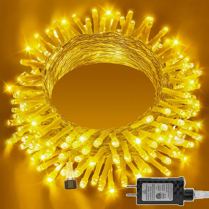 120 LED 40ft Warm White Connectable String Lights (Clear Cable, Plug in, 8 Modes)