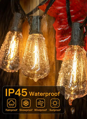 120FT ST38 Warm White Outdoor Patio Lights (60 Bulbs, IP45 Waterproof, Connectable, 2200k)