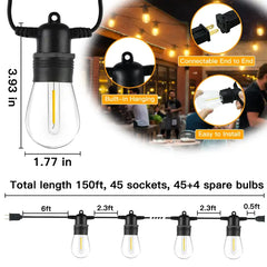 Length instructions for Ollny's 150ft S14 outdoor string lights