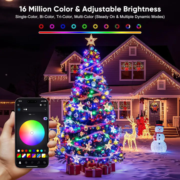 Ollny smart Christmas lights have 16 Million Color & Adjustable Brightness