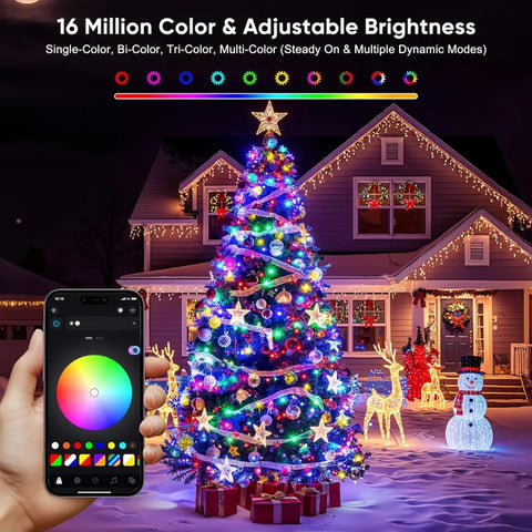 Ollny smart Christmas lights have 16 Million Color & Adjustable Brightness