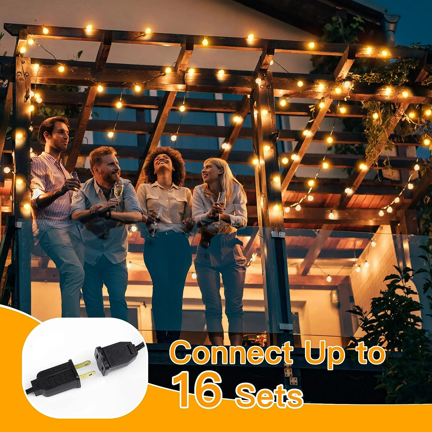 
                  
                    Ollny 50/100/150FT Outdoor String Lights, Waterproof Shatterproof Patio Lights Connectable with 27/53/79 Edison LED Bulbs Plug in for Porch,Garden,Bistro,Backyard,Camping
                  
                