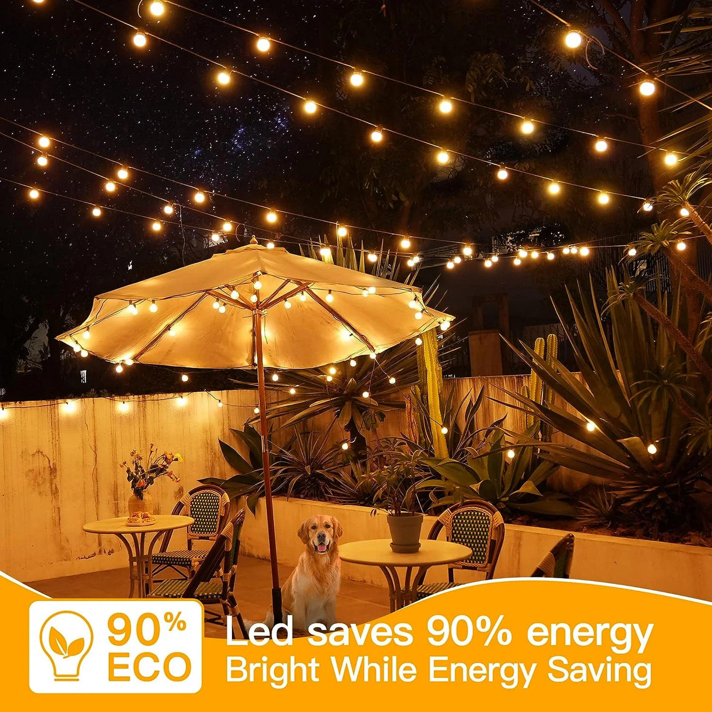 
                  
                    Ollny 50/100/150FT Outdoor String Lights, Waterproof Shatterproof Patio Lights Connectable with 27/53/79 Edison LED Bulbs Plug in for Porch,Garden,Bistro,Backyard,Camping
                  
                