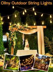Ollny ST38 Outdoor Patio Lights for Wedding, Events, Birthday (120FT, 60 Bulbs, IP45 Waterproof, Connectable, 2200K)