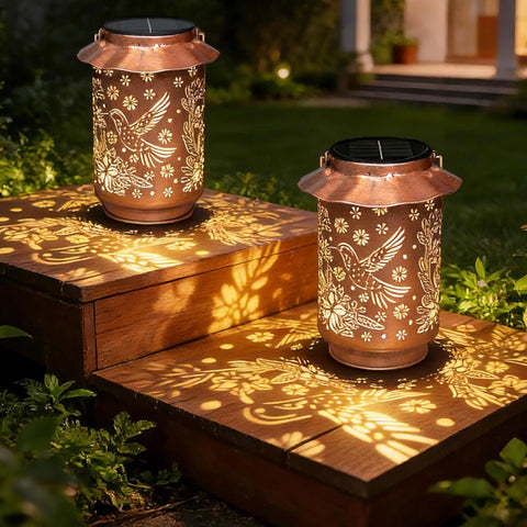 Ollny Hummingbirds Solar Lanterns for Outdoor, Garden, Backyard, Patio(Warm White, IP65 Waterproof)