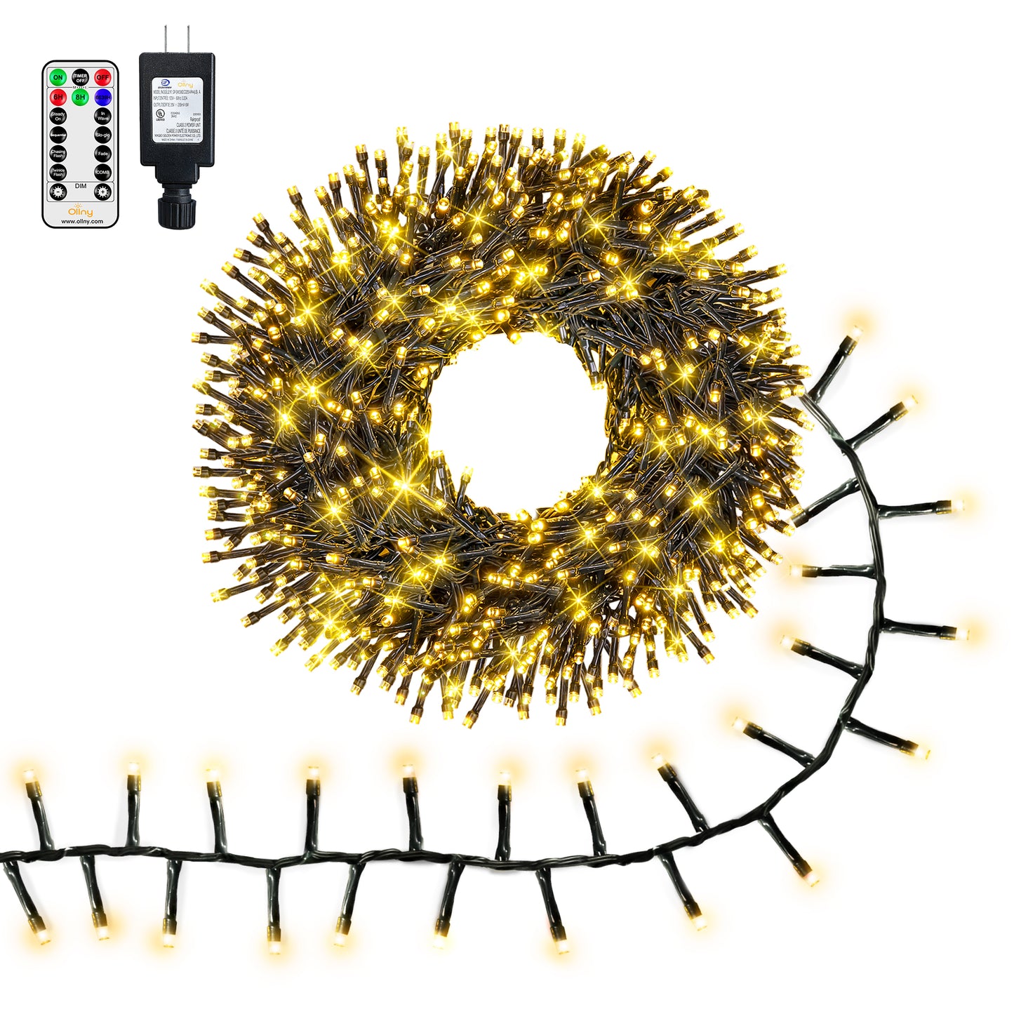 
                  
                    Ollny 20/49ft 400/1000 LED Cluster Lights Christmas, 8 Lighting Modes with Remote Control Waterproof Indoor Outdoor Xmas Cluster Lights for Decorations
                  
                