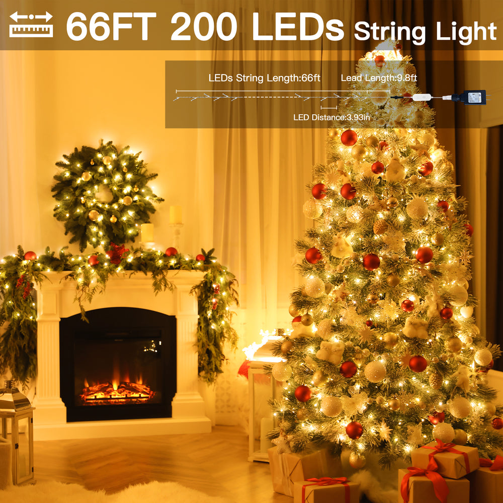 
                  
                    Ollny 66ft 200 LED Christmas String Lights, 8 Lighting Modes 3 Timing Waterproof Indoor Outdoor Christmas Lights for Holiday Decorations, Warm-white
                  
                