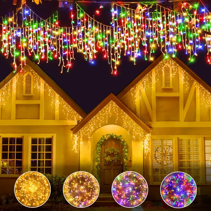 Ollny's 306 leds 25ft warm white/multi color connectable icicle lights