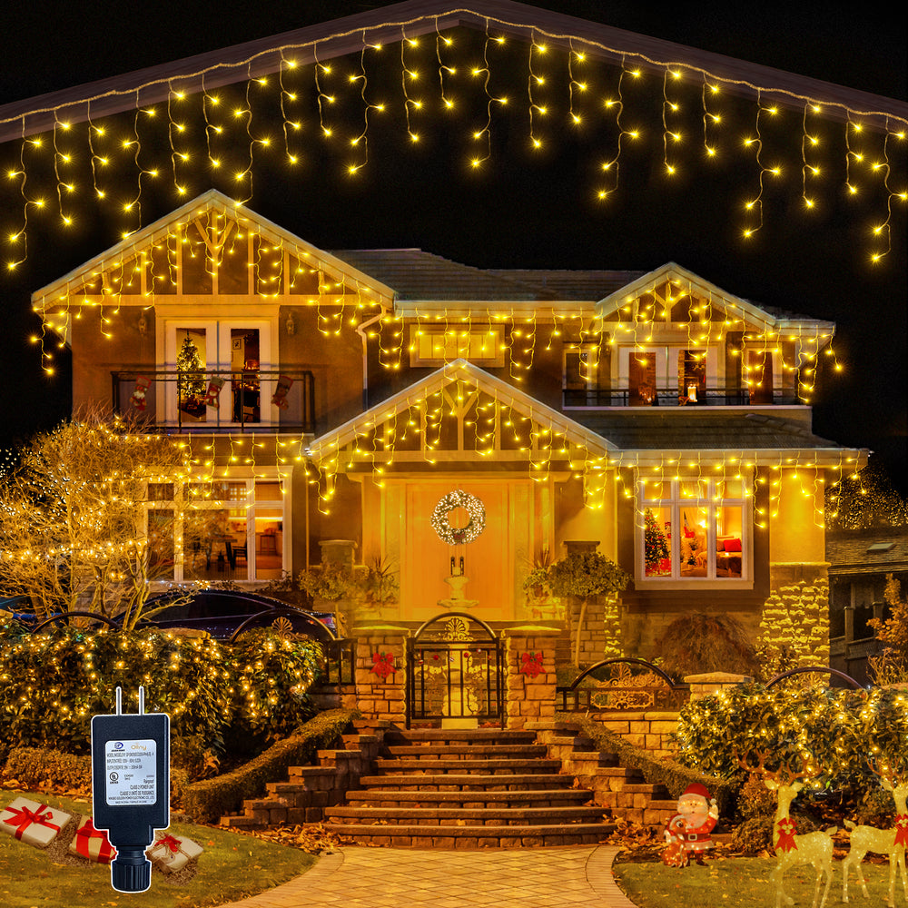 
                  
                    Ollny 12ft 108 LED Icicle Lights for Outside, 8 Lighting Modes 3 Timing Waterproof Icicle Christmas Lights Indoor Outdoor Decorations, Warm-white
                  
                