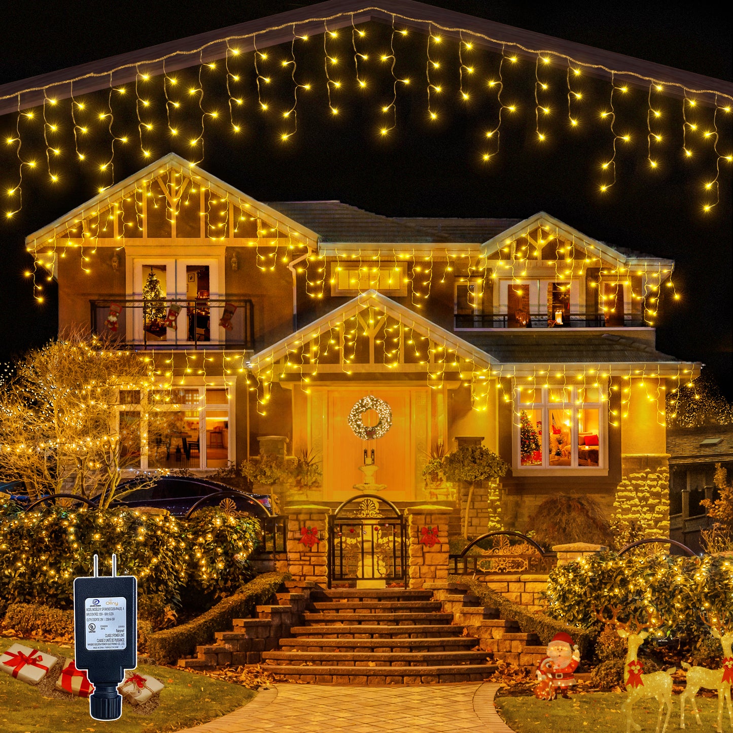 
                  
                    Ollny 12ft 108 LED Icicle Lights for Outside, 8 Lighting Modes 3 Timing Waterproof Icicle Christmas Lights Indoor Outdoor Decorations, Warm-white
                  
                