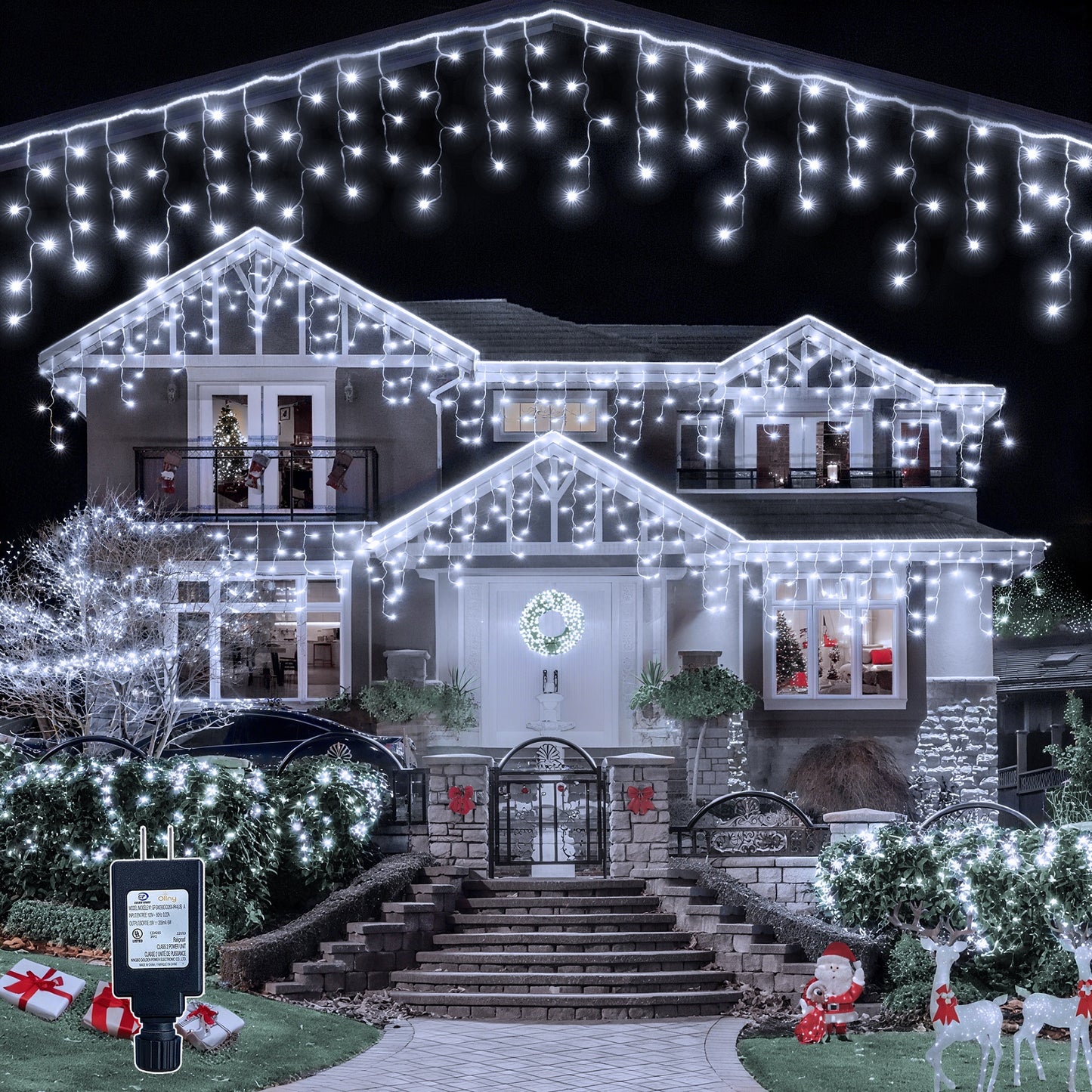 
                  
                    Ollny 12ft 108 LED Icicle Lights for Outside, 8 Lighting Modes 3 Timing Waterproof Icicle Christmas Lights Indoor Outdoor Decorations, Warm-White/White/Multi-color
                  
                
