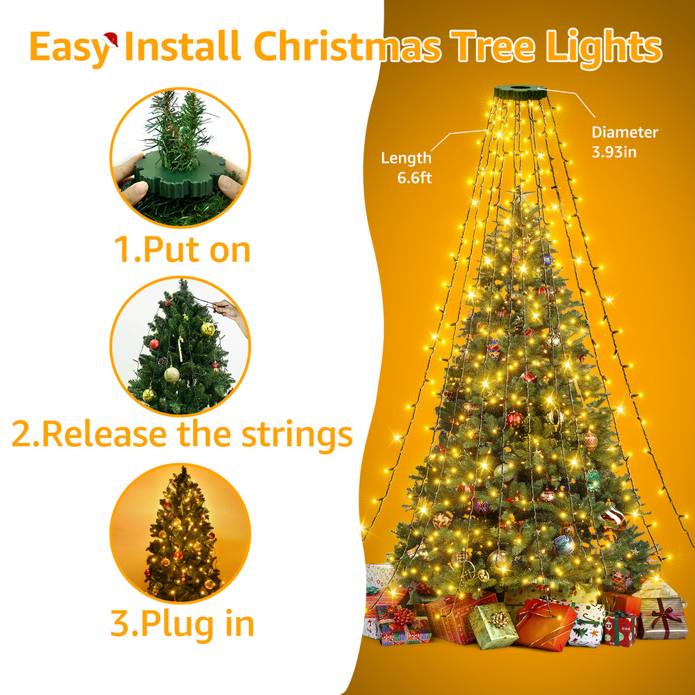 
                  
                    Ollny 200 LED Christmas Tree Lights, 8 Lighting Modes 3 Timing Waterproof Indoor Outdoor Fairy Christmas Tree Lights for Decorations, Warm-white
                  
                