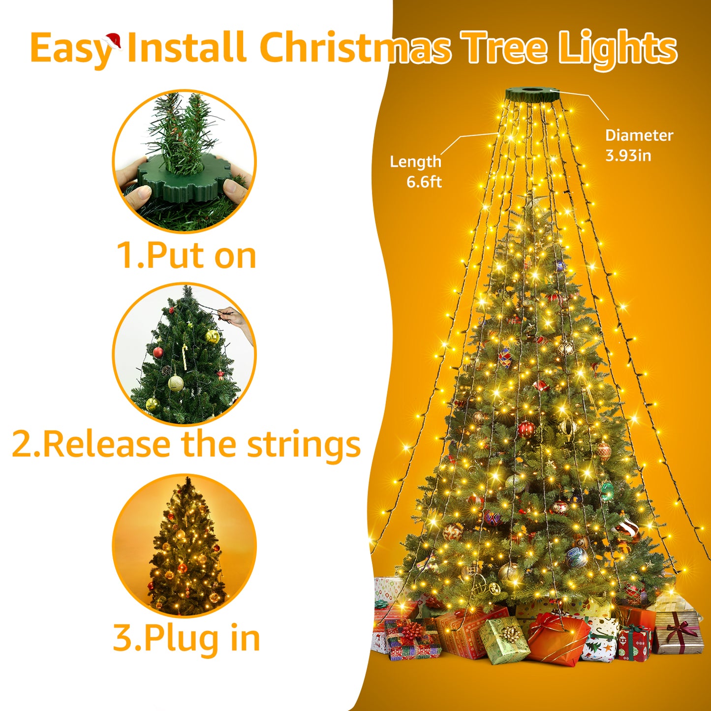 
                  
                    Ollny 200 LED Christmas Tree Lights, 8 Lighting Modes 3 Timing Waterproof Indoor Outdoor Fairy Christmas Tree Lights for Decorations, Warm-white
                  
                