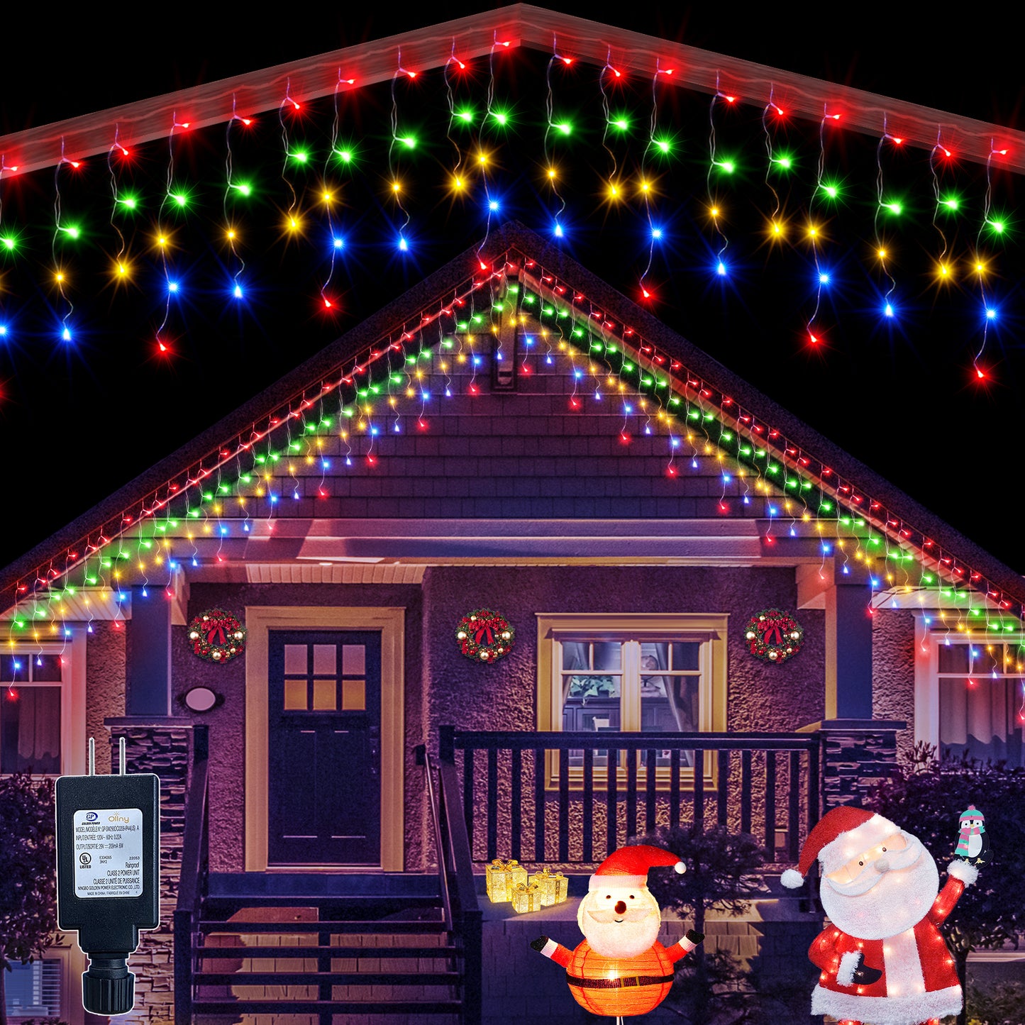 
                  
                    Ollny 24ft 216 LED Icicle Lights for Outside, 8 Lighting Modes 3 Timing Waterproof Icicle Christmas Lights Indoor Outdoor Decorations, White/Warm-white/Multi-color
                  
                